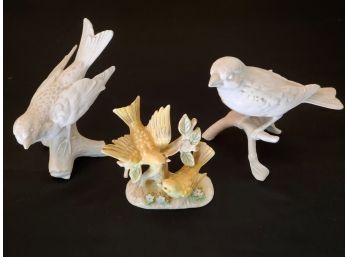 Trio Of Porcelain Bird Figurines