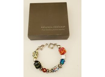 Silpada Sterling Silver & Colorful Beaded Toggle Clasp Bracelet