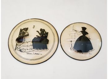 Peter Watsons Studio & Edna Lewis Studios Signed Reverse Domed Glass Hand Painted Silhouettes