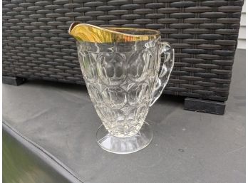 Glass Pitcher With Gold Trim