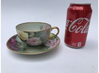 Limoges Mustache Cup & Saucer