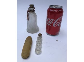 Two Frosted Glass Perfume Bottles