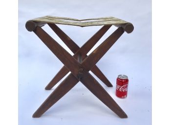 Early 1900's Handmade Suitcase Stand With Old Fabric- Relined