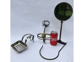Bathroom Metal Items- Brass Holder, Nickel Plated Brass Soap Dish & Neck Hanging Mirror