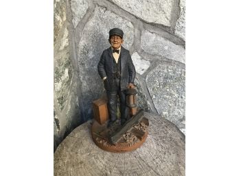 SIGNED Tom Clark Figurine ~  Railroad Conductor ~1984 Great  Condition
