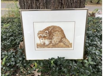 Etching - Raccoon Closeup Signed By Roslyn Rose