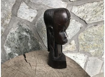 African Wood Carving  Woman's Head