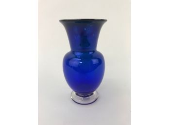 Hand Blown Cobalt Blue Signed Glass Vase