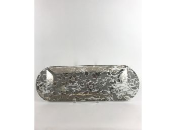 Vintage Glass Platter With Silver Overlay