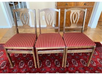 3 Stakmore Upholstered Wood Dining Chairs, Matches Previous Lot