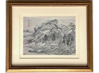 Wang Shih-min, 'Landscape In Antique Style.  Album Leaf, Chinese',  Vintage Framed Print
