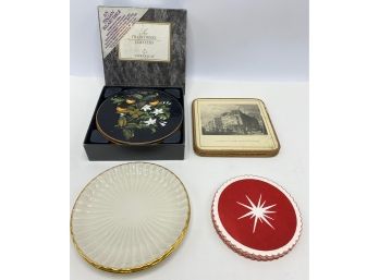 2 Small Lenox Plates & Vintage Coasters Including Cloverleaf Box Set & More