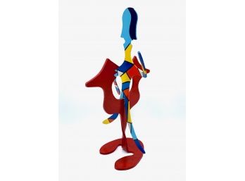 Don Mitchell '93 Signed And Numbered 11/150 Colorful Painted Aluminum Sculpture Of Horse With Rider