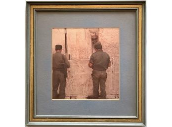 Soldiers At Western Wall, Jerusalem, Framed Vintage Colored Photograph