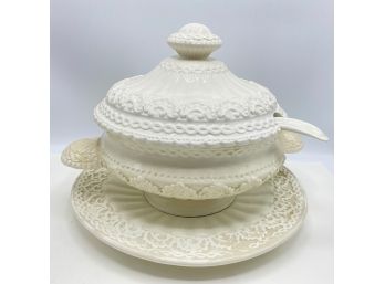 Large Numbered & Signed Italian Soup Tureen With Platter (4 Pieces)