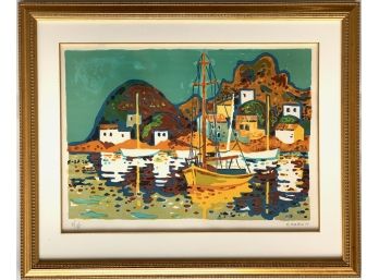 Guy Charon, 'Port En Espagne', 98/275, Mid Century Pencil Signed And Numbered Original Lithograph, 1965