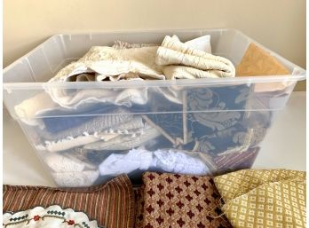 Bin Full Of Textiles Including Several Pieces Brocade