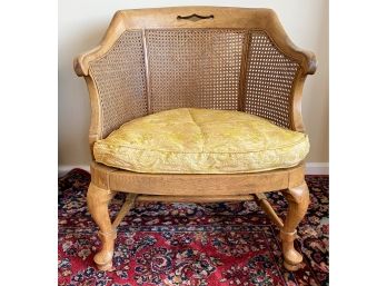 Vintage French Bergere Style Caned Armchair