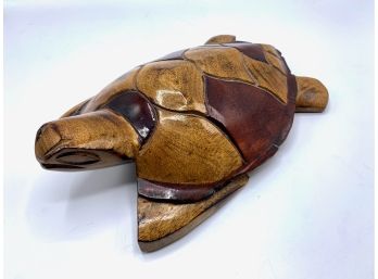 Koto Signed Carved Polychrome Wood Turtle Sculpture