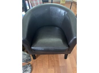 Pair Of Leather Barrell Chairs