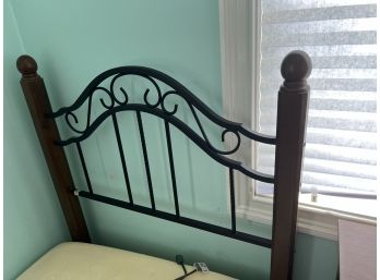 Metal And WoodTwin Bed With Headboard And Footboard