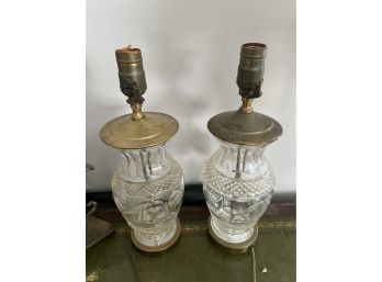 Pair Of Vintage Cut Glass Lamps