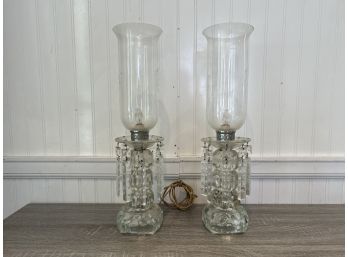 Pair Of Old And Dusty Hurricane Lamps