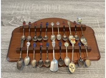 Spoon Rack With Souvenir Spoons