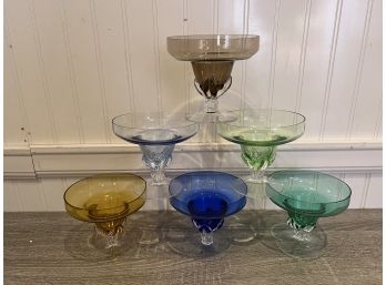 Set Of 6 Cocktail Glasses, Hand Blown Glass