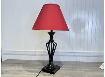 Black Metal Lamp With Red Shade