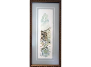 Framed Watercolor, Venetian Scene By Walter Berton