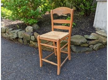 Single Maple Ladder Back Counter Stool With Rush Seat