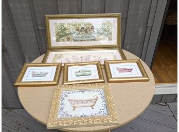 Grouping Of 7 Matted And Framed Bath Themed Prints