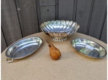 Grouping Of 3 Pieces Of Silver Plated Serveware