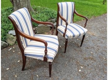 Pair Of Vintage Upholstered Mahogany Chippendale Side Chairs