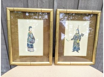 A Pair Of Old Framed And Matted Asian Prints