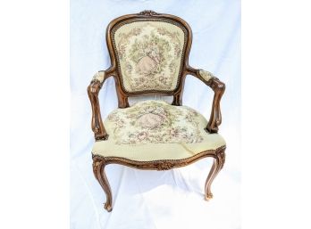 Vintage Upholstered Wood Side Chair