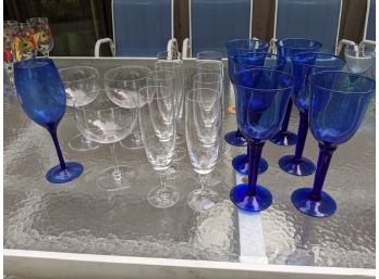 A Grouping Of 18 Pieces Goblets, Champaign And Wine Glasses