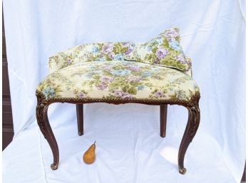 Vintage Little Floral Upholstered Vanity Bench