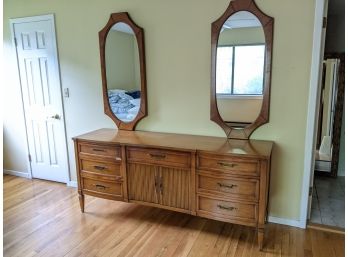 Vintage Long Dresser With A Pair Of Mirrors Over Top Bedroom Set #1