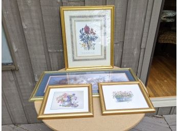 Grouping Of 4 Matted And Framed Floral Prints