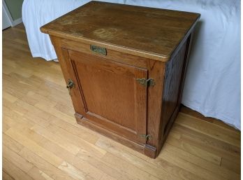 Vintage Reproduction Oak Ice Box Side Table By White Clad