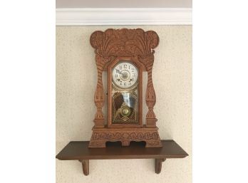Antique Carved Oak Mantle Clock By New Haven Clock Company