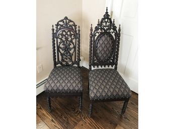 Antique Carved Mahogany Side Chairs