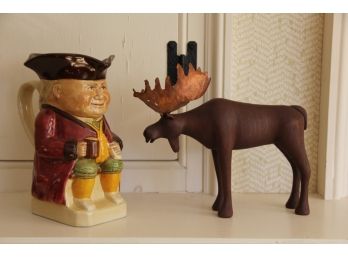 Vintage Wood & Sons Character Mug, Wood Moose Decor