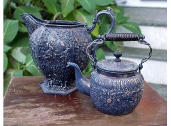 Antique Silverplate Teapot And Water Pitcher