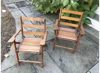 Vintage Oak Child's Beach Chairs