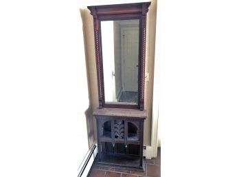 Antique Carved Hall Stand On Marble Top Base