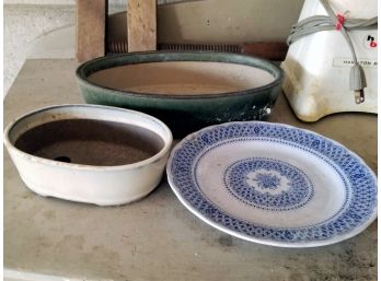 Vintage Ceramic Planters And Plate