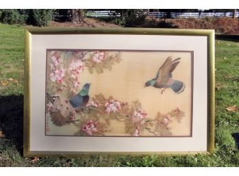 Vintage Asian Backpainted Glass Painting